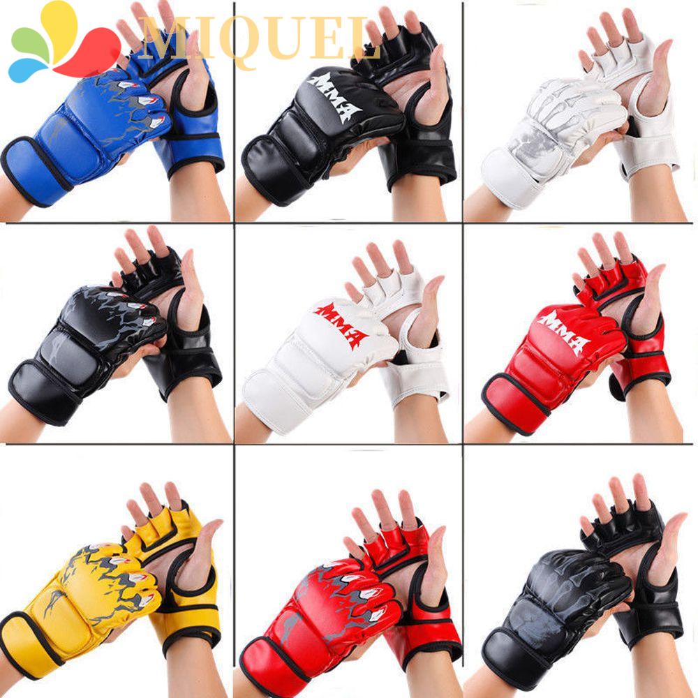 Găng Tay Đấm Bốc / Karate Hở Ngón Bằng Da PU Cho Nam / Nữ