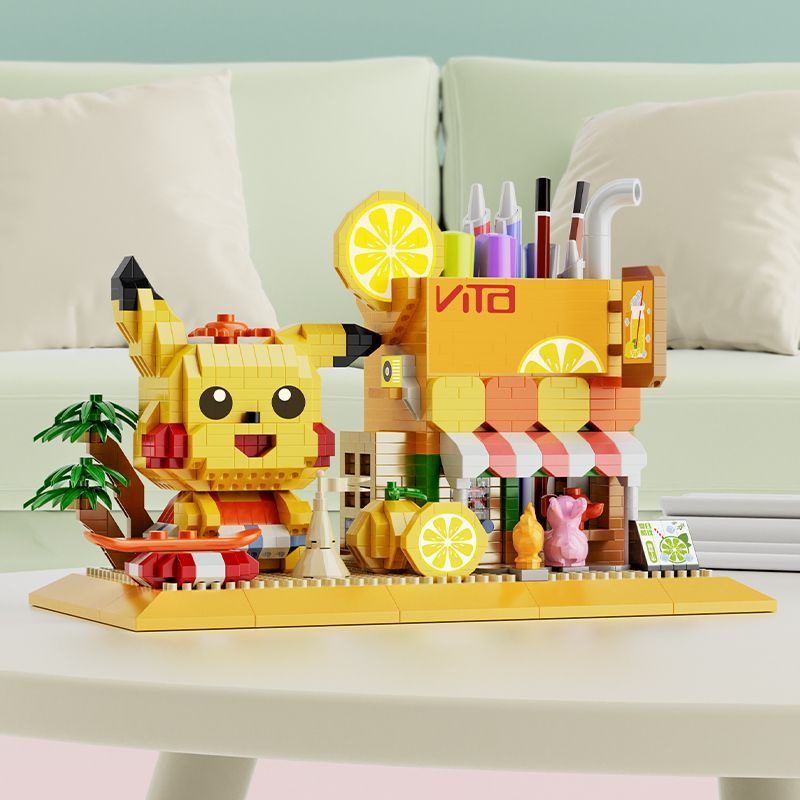 Giá Đỡ Bút Đồ Chơi Lego Mini Hình Chú Chó Cinnamon / Pikachu Dễ Thương Cho Bé Gái
