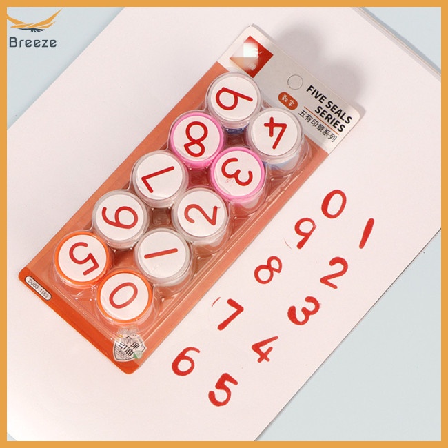 Bộ 10 Con Dấu Số 0-9 Nhanh Khô Hình Tròn Dễ Thương Trang Trí Album Ảnh Diy