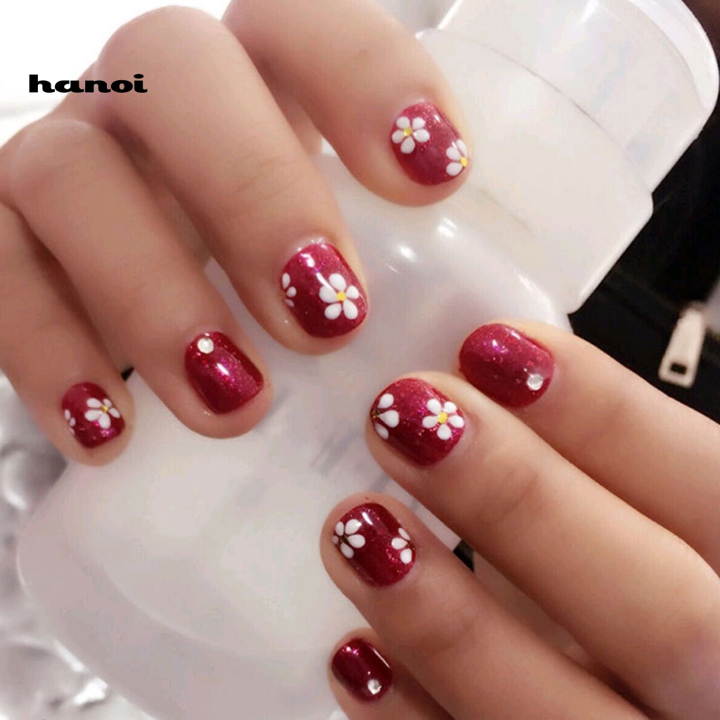 1 Bộ Miếng Dán Móng Tay Bằng Nhựa Siêu Mỏng In Họa Tiết Hoa Tinh Tế Thời Trang Cho Nữ