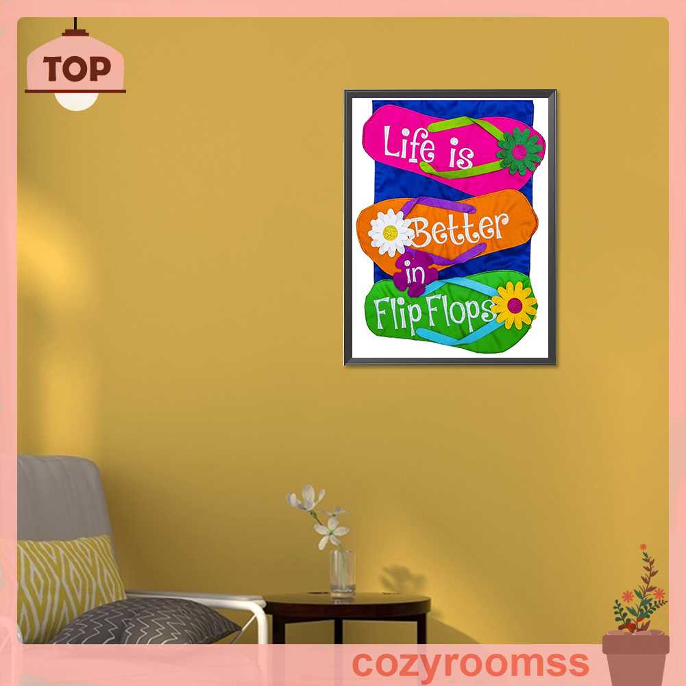 Tranh Đính Đá Kim Cương Toàn Bộ 5D DIY Hình Vẽ Hoa Lật-flops Trang Trí Nhà Cửa