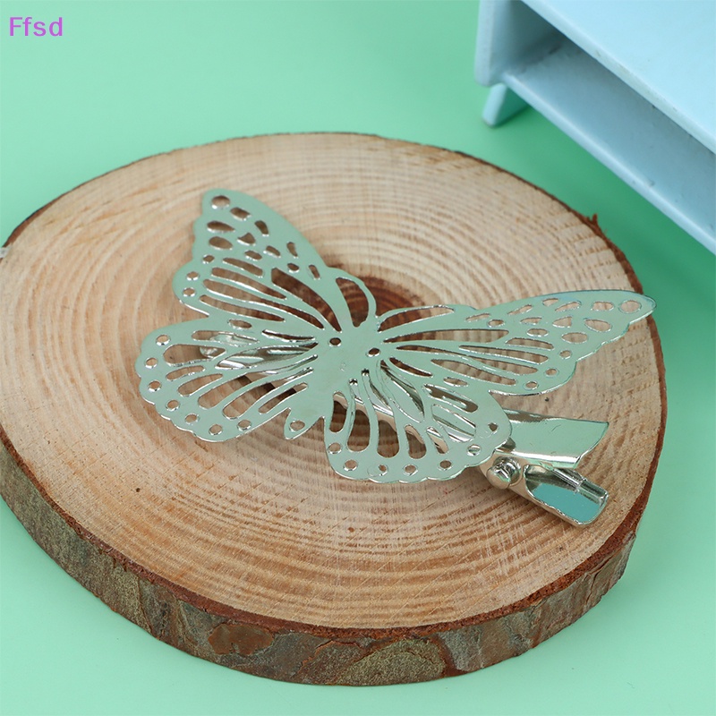 {Ffsd} Bộ 2 Kẹp Tóc Hình Bướm Rỗng Bằng Kim Loại Thanh Lịch Thời Trang Cho Nữ