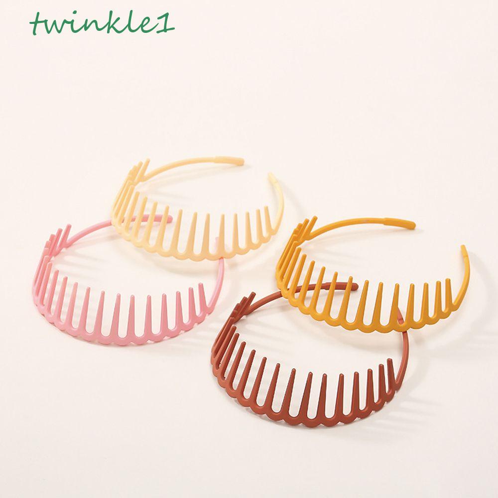 Băng Đô Cài Tóc Răng Cưa Màu Đất Đơn Giản Retro Thời Trang Rửa Mặt Cho Nữ