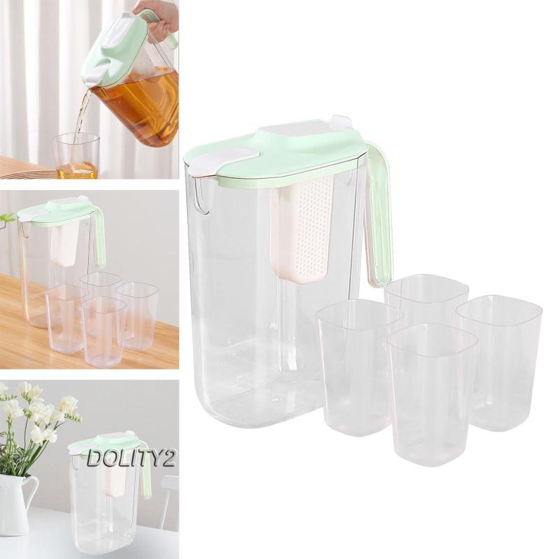 Bộ 2 Bình Đựng Trà / Cà Phê Kín Khí Trong Suốt Kèm 4 Tách