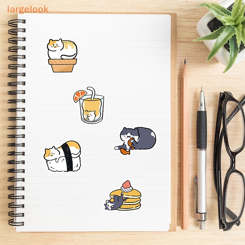 Set 50 Miếng Dán Hình Mèo Hoạt Hình Graffiti Trang Trí Xe Hơi / Xe Máy / Laptop