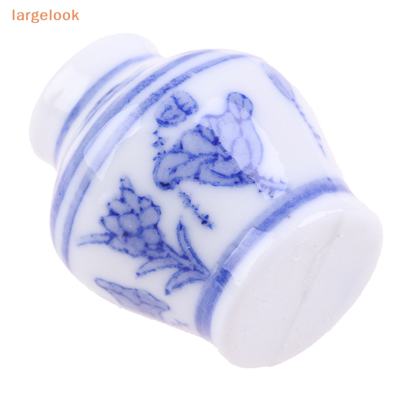 Bình Hoa Sứ Màu Trắng Và Xanh Cỡ Lớn Tỷ Lệ 1 / 12 Trang Trí Nhà Búp Bê