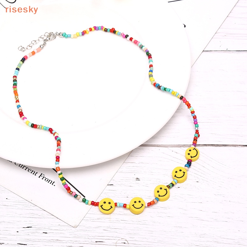 Vòng cổ Chuỗi Hạt Mặt Cười Nhiều Màu Phong Cách Boho