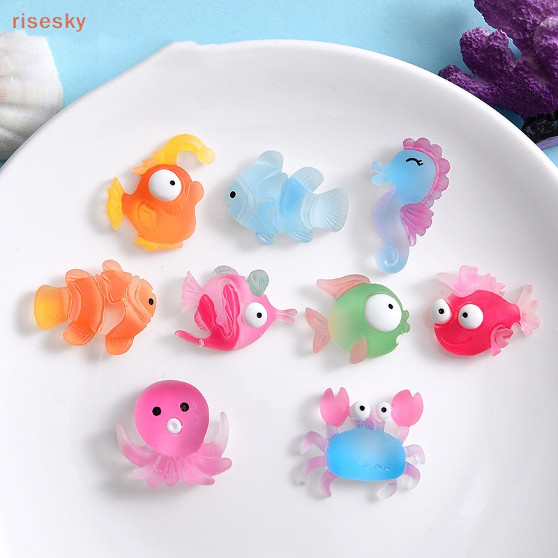 Set 10 Mô Hình Đại Dương Mini Bằng Nhựa Resin Dễ Thương Dùng Trang Trí Sổ Tay / Đồ Trang Sức DIY