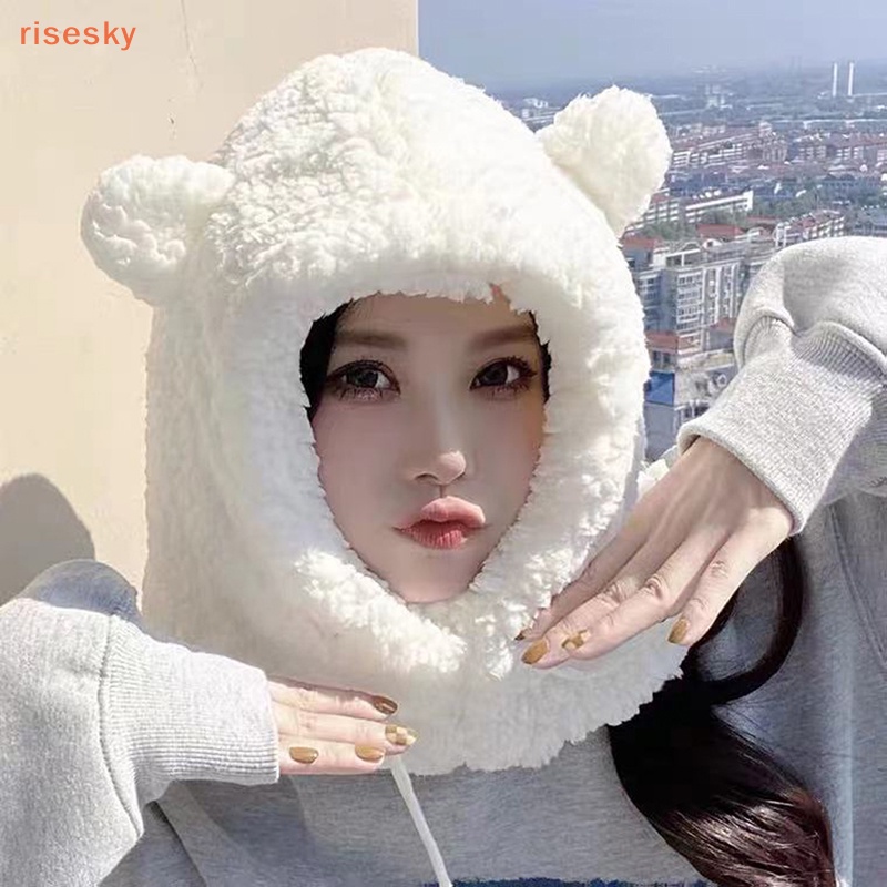 Mũ Trùm Tai Giữ Ấm Mùa Đông Hình Tai Gấu Hoạt Hình Dễ Thương