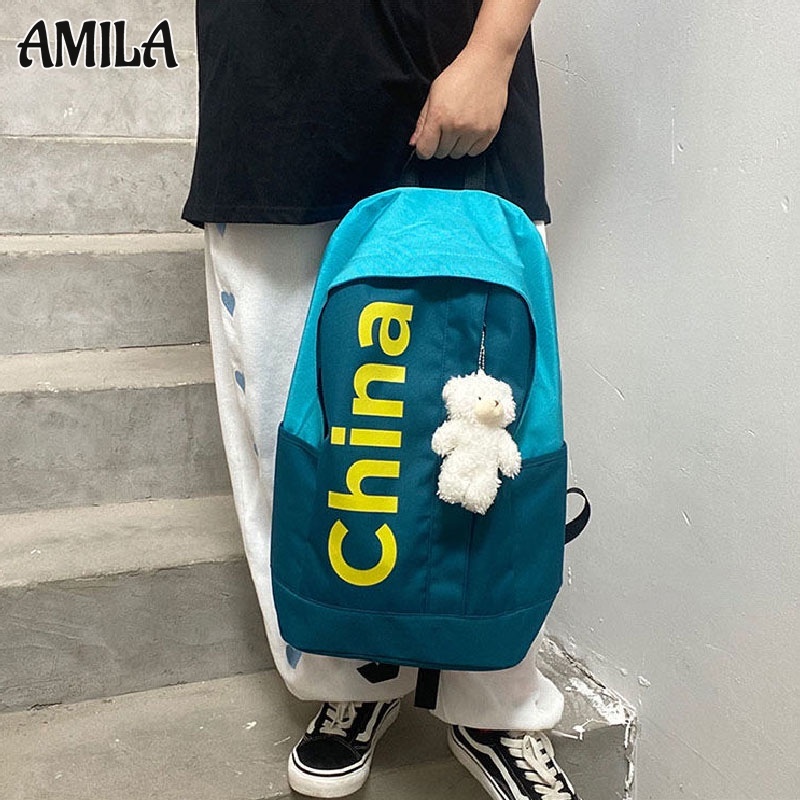 Amila Ba Lô Đi Học Sức Chứa Lớn Thiết Kế Tiện Dụng Thời Trang Hàn Quốc Chống Nước Và Mồ Hôi Không Có Mặt Dây Chuyền
