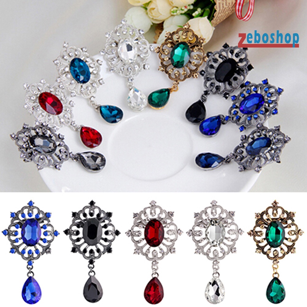 Trâm Cài Áo Hình Giọt Nước Bằng Hợp Kim Có Đính Đá Sang Trọng