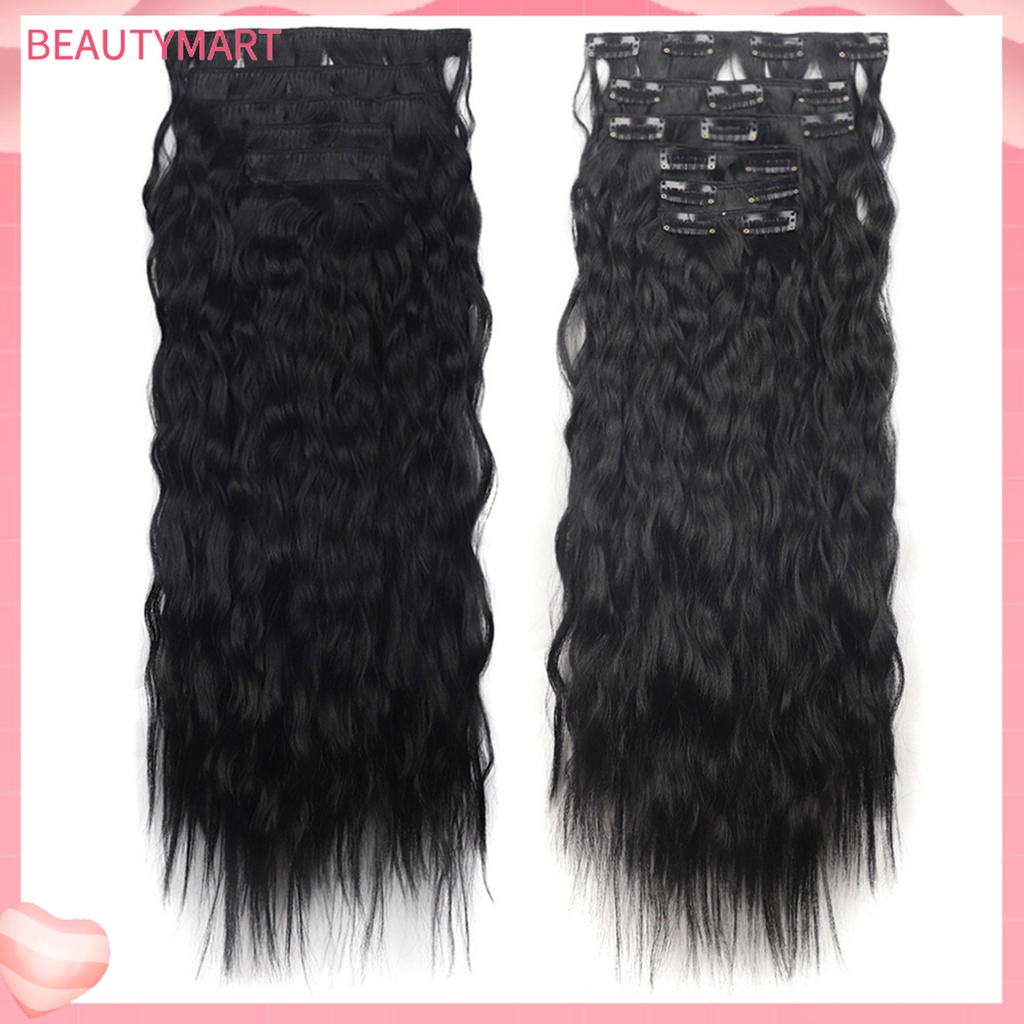 1 Bộ Tóc Giả Xoăn Dài Bằng Sợi Tự Nhiên Kết Cấu Nhẹ Nhàng Không Để Lại Dấu Vết