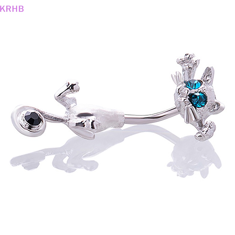 Khuyên Rốn Bằng Thép Không Gỉ Hình Mèo Đính Đá Chất Lượng Cao Quyến Rũ Dành Cho Nữ Mới
