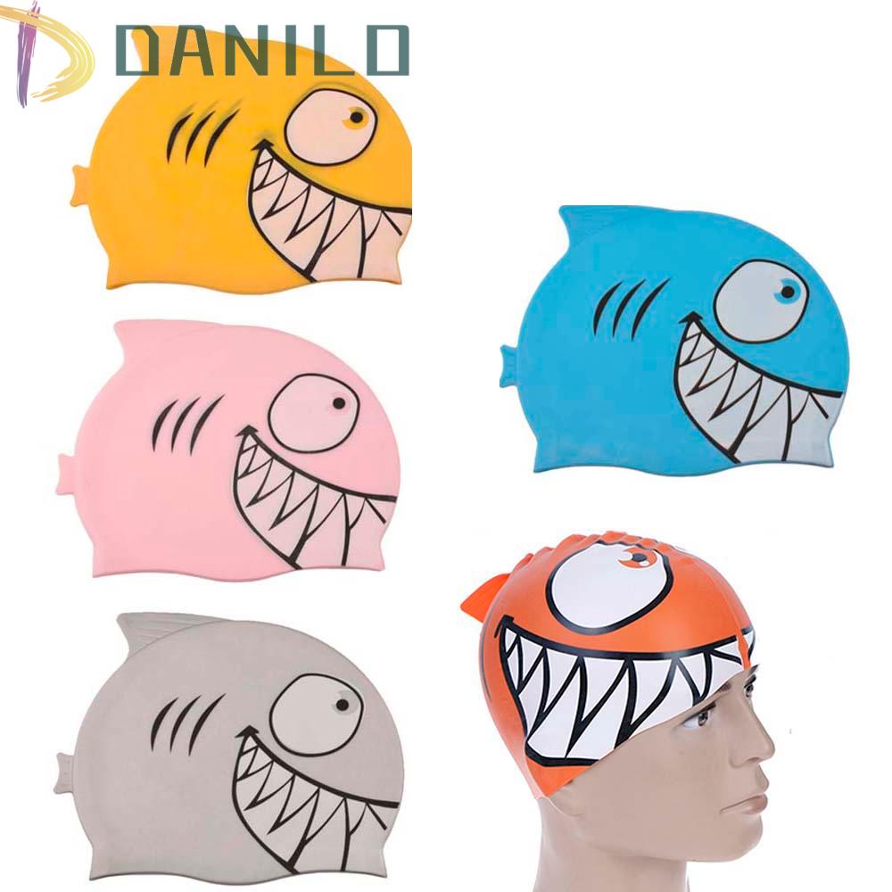 Danilo Mũ Bơi Silicon Chống Thấm Nước Hình Cá Mập Hoạt Hình Cho Bé