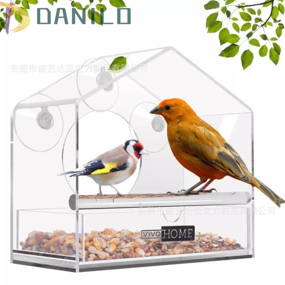 Nhà Cho Chim Ăn Bằng Acrylic Có Giác Hút Tiện Dụng