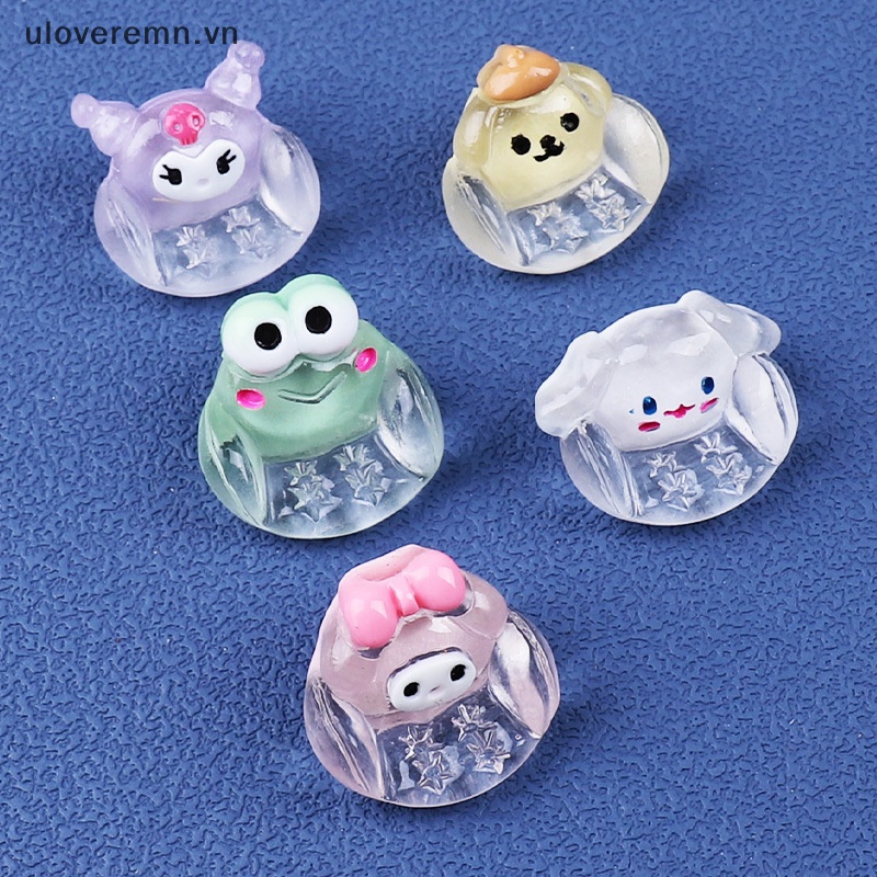SANRIO Uloveremn Set 5 Đồ trang trí Búp Bê Mini Hoạt Hình Melody Cinnamon Kuromi Dạ Quang Trang Trí Tiểu Cảnh