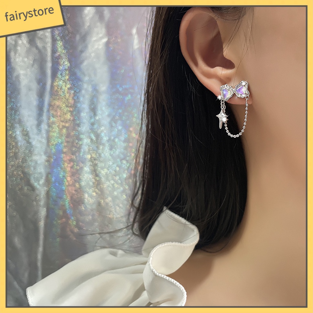 1 Khuyên Tai Dáng Dài Đính Đá Zircon Thời Trang