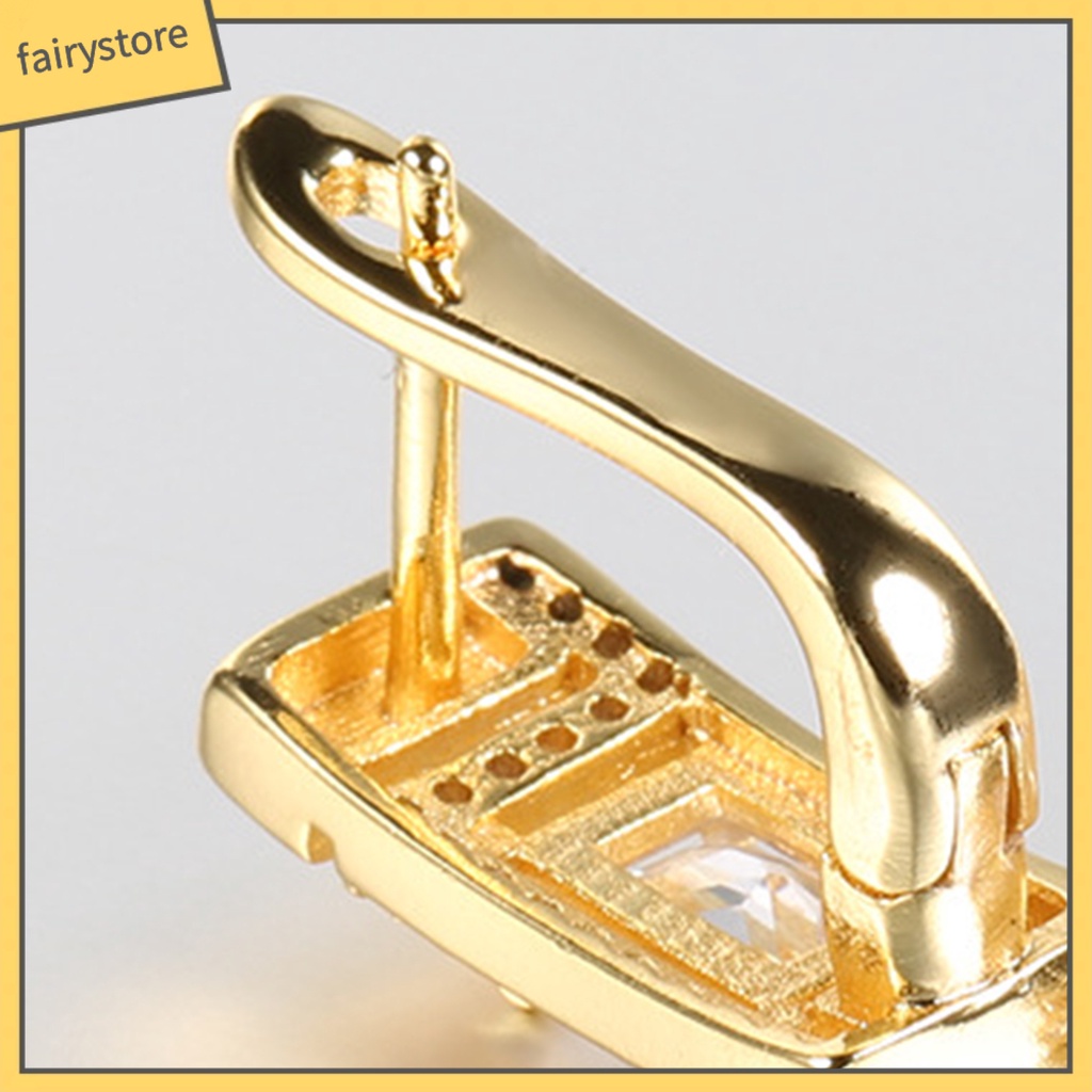 1 Đôi Bông Tai Đính Đá Hình Vuông Phong Cách Hàn Quốc Thời Trang