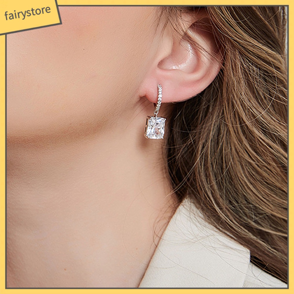 1 Đôi Bông Tai Hình Vuông Dáng Dài Màu Sáng Thời Trang Hàng Ngày