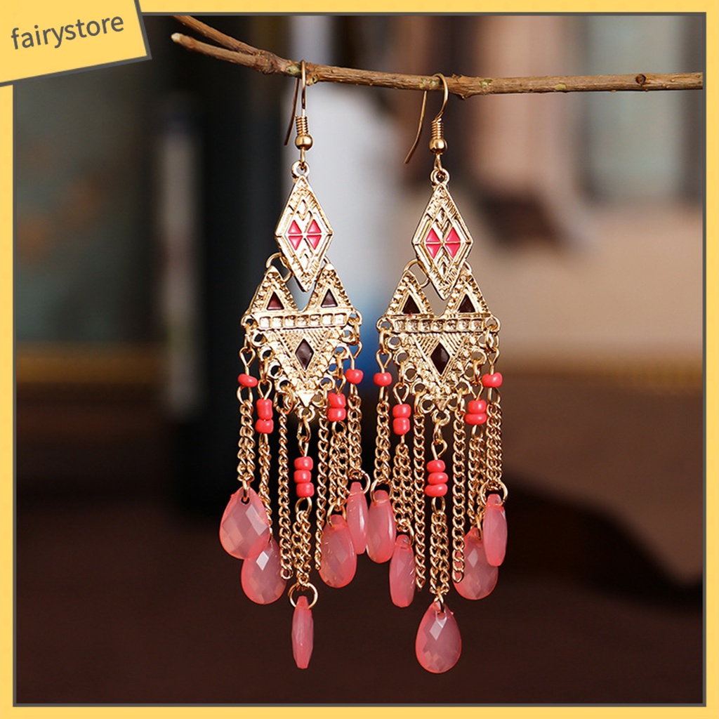 1 Đôi Bông Tai Tua Rua Đính Pha Lê Lấp Lánh