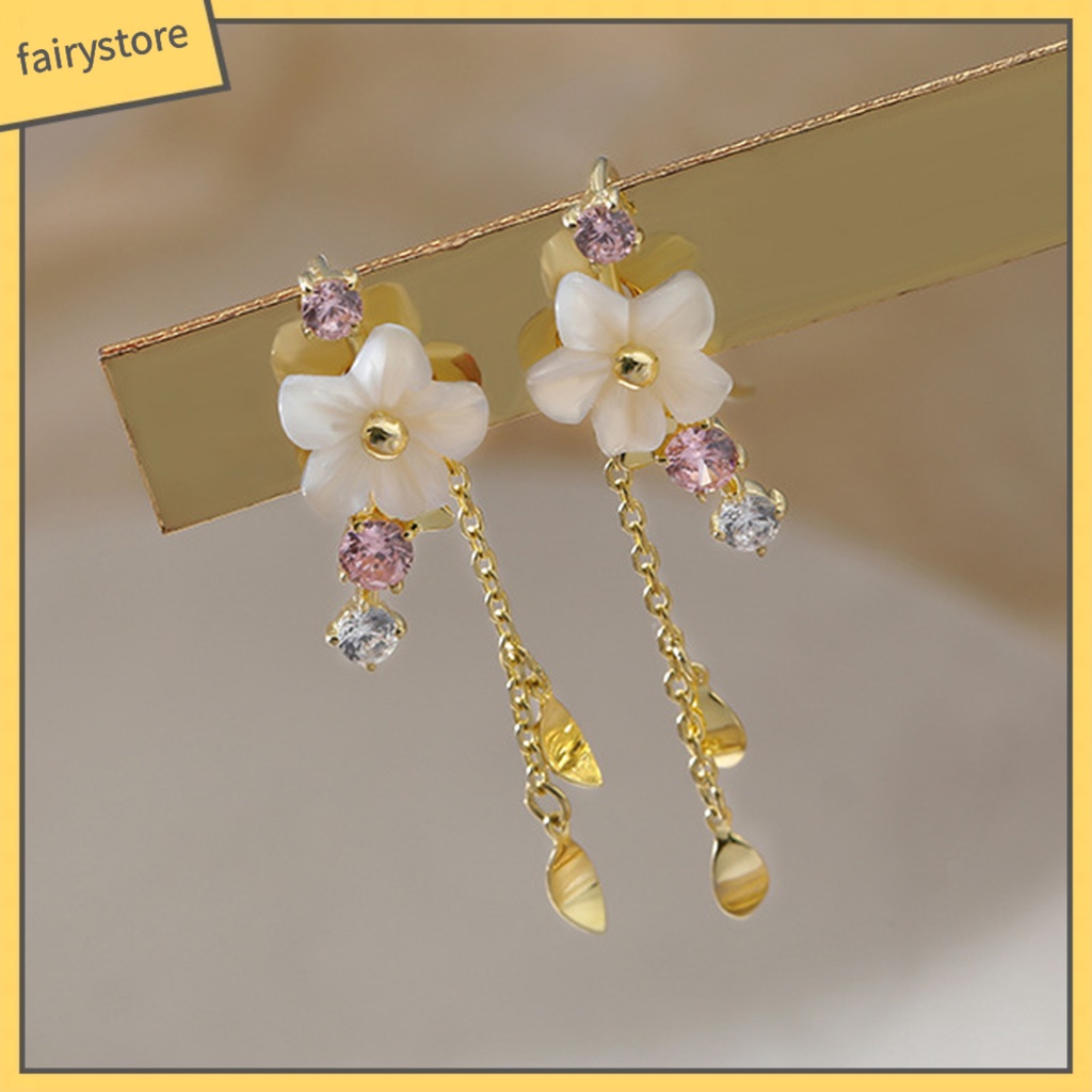 1 Đôi Bông Tai Xỏ Lỗ Hình Hoa Đính Đá Thời Trang