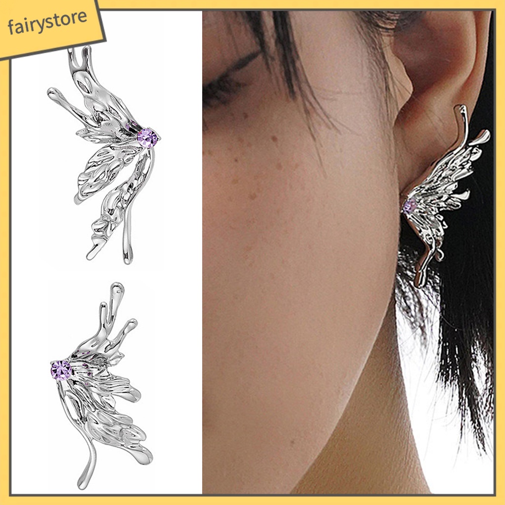 1 Đôi Bông Tai Hình Bướm Dạng Lỏng Phong Cách Punk Dành Cho Nữ