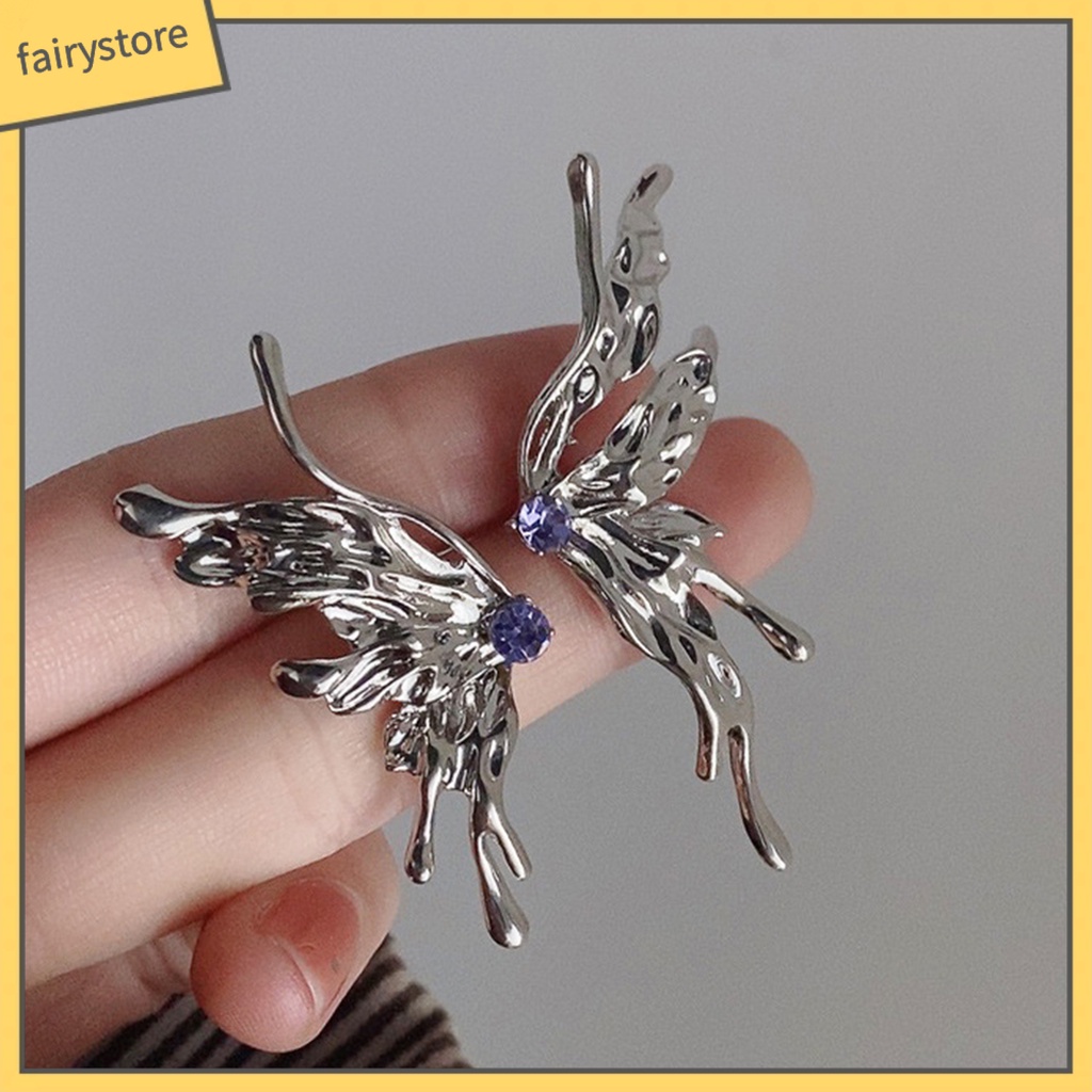 1 Đôi Bông Tai Hình Bướm Dạng Lỏng Phong Cách Punk Dành Cho Nữ