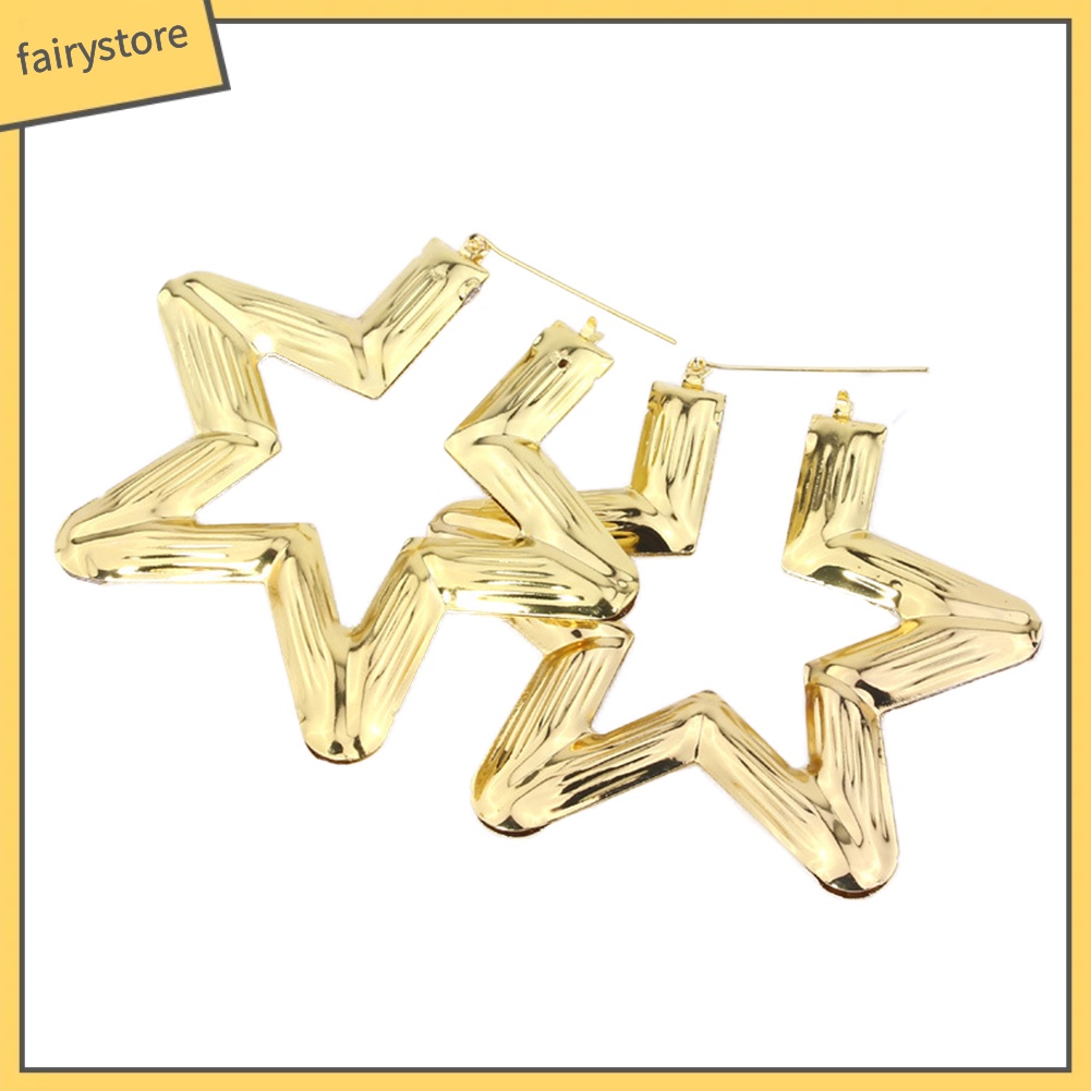 Bông Tai Hình Tròn / Vuông / Ngôi Sao / Trái Tim Dập Nổi Bằng Tre Thời Trang Cho Nữ