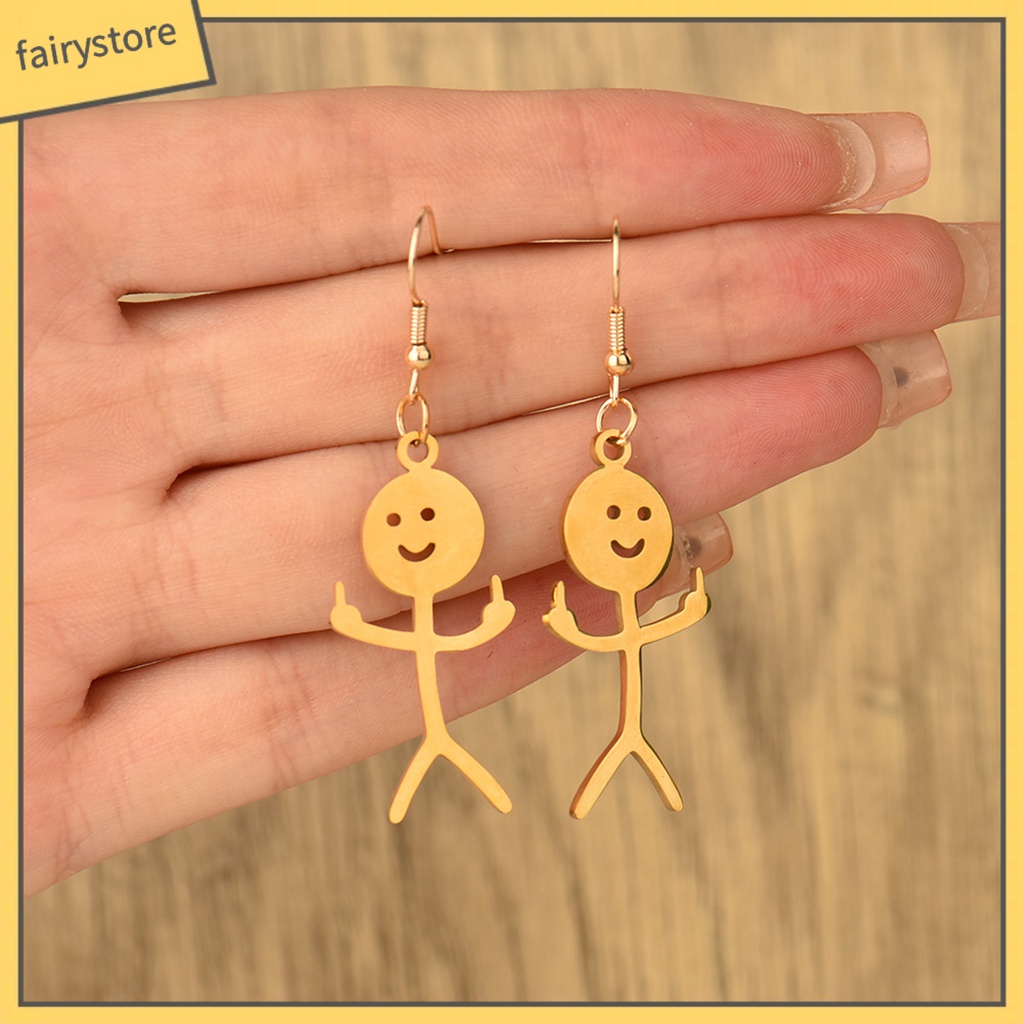 [FRO] 1 Đôi Bông Tai Móc Hình Học Mạ Điện Thủ Công Trang Trí Mắt Vui Nhộn Phong Cách Punk Thời Trang Cho Nữ