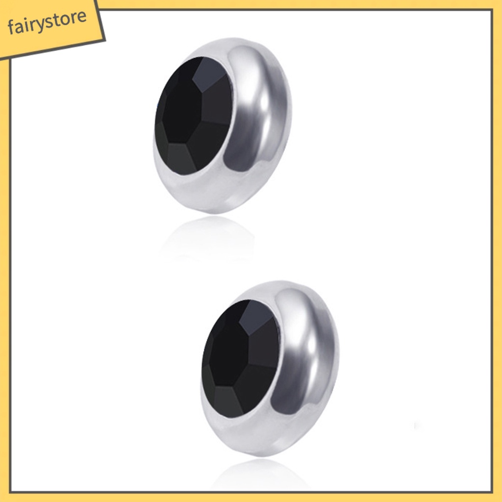 1 Đôi Bông Tai Tròn Bằng Thép Không Gỉ Đính Đá Nhiều Màu Thời Trang Dành Cho Nam Và Nữ