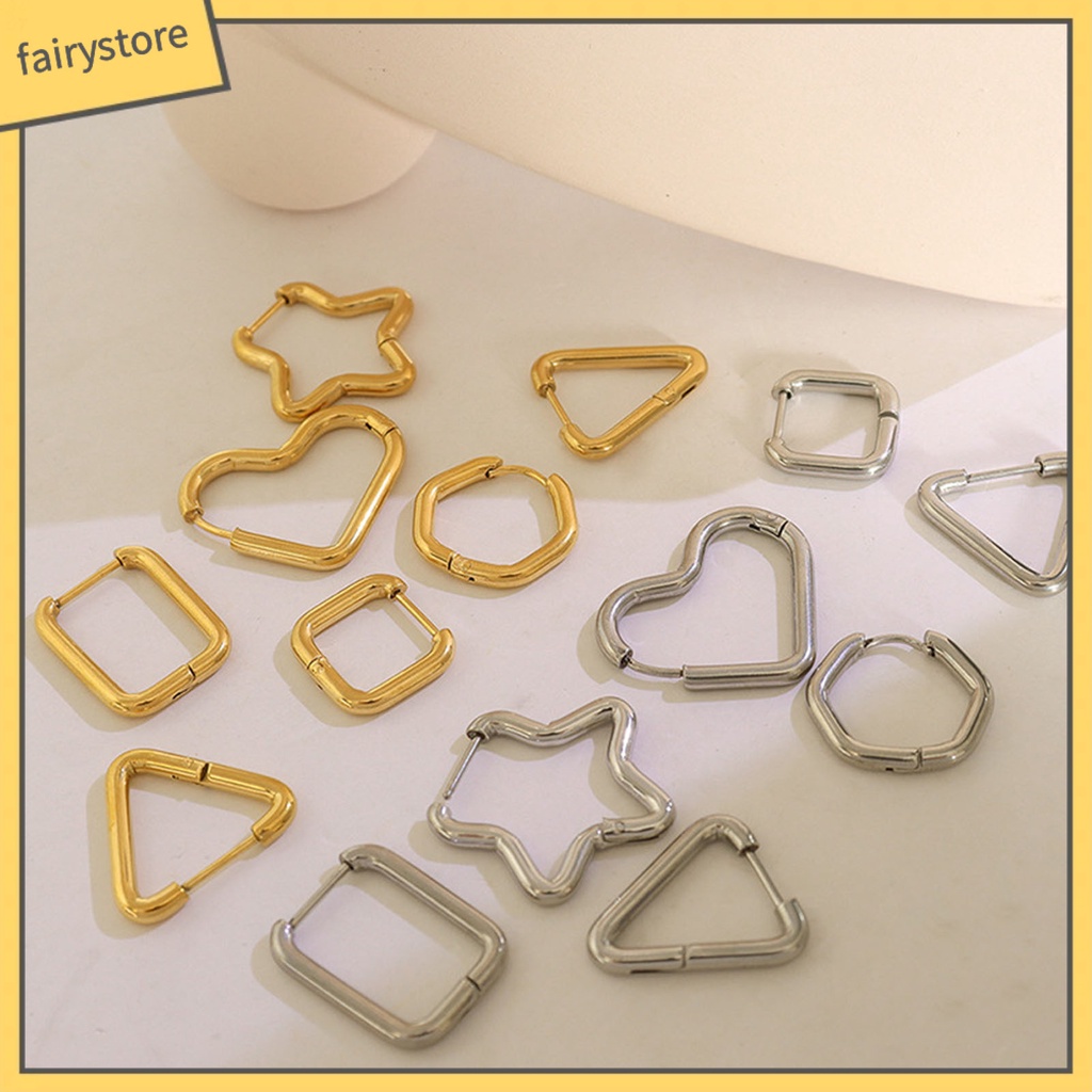 1 Đôi Bông Tai Thép Titan Hình Học Nhiều Hình Dạng Thời Trang Dành Cho Nữ