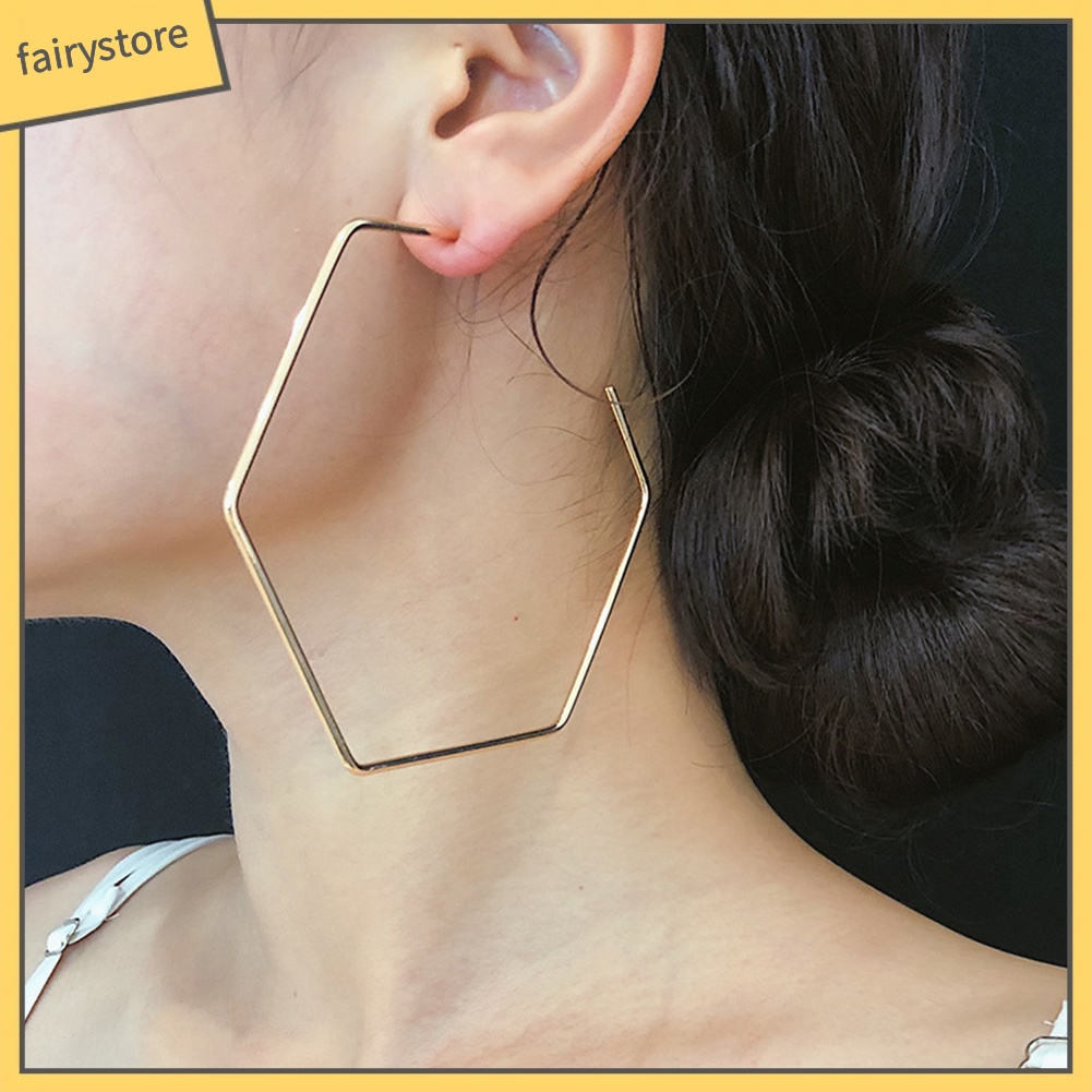 Đôi Khuyên Tai Hình Lục Giác Thời Trang Cho Nữ