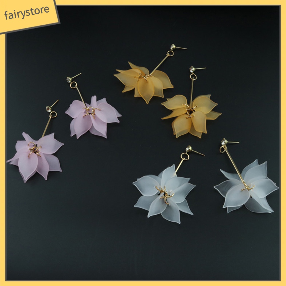 Bông Tai Hình Cánh Hoa Bằng Nhựa Resin Ngọt Ngào Cho Nữ