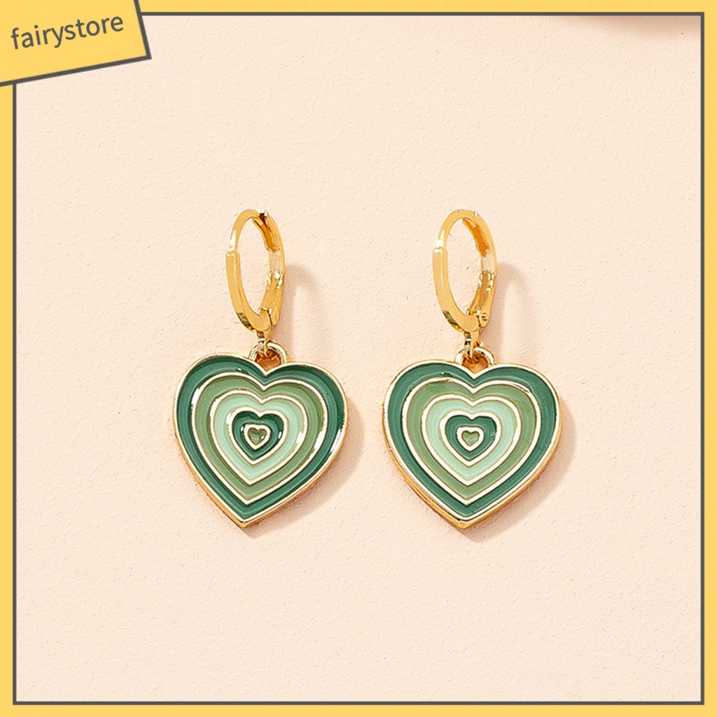 [FRO] 1 Cặp Bông Tai Đinh Tán Nhiều Lớp Hình Trái Tim Tinh Tế Phù Hợp Với Mọi Loại Trang Sức