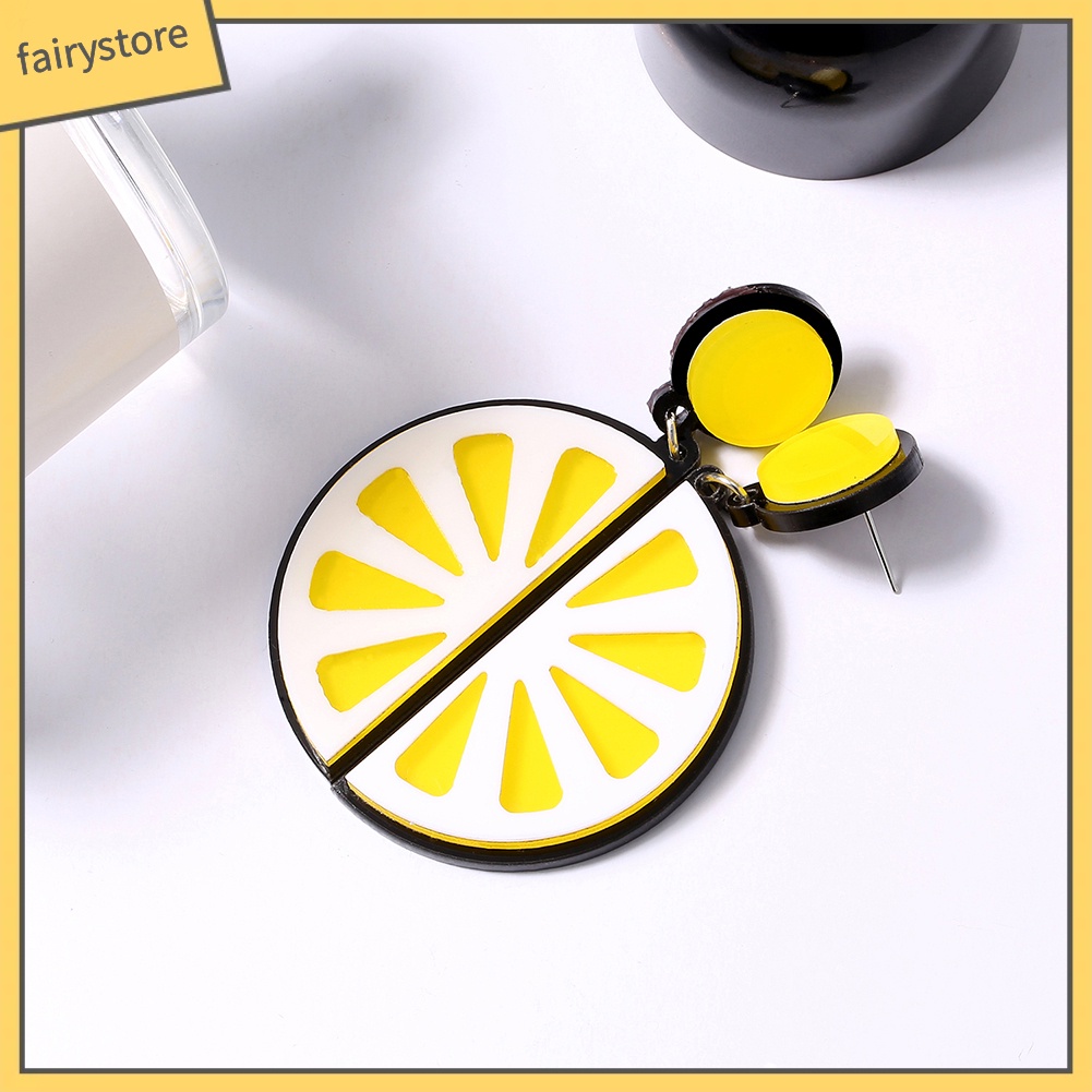 Khuyên Tai Acrylic Hình Lát Chanh Hoạt Hình Thời Trang Cho Nữ