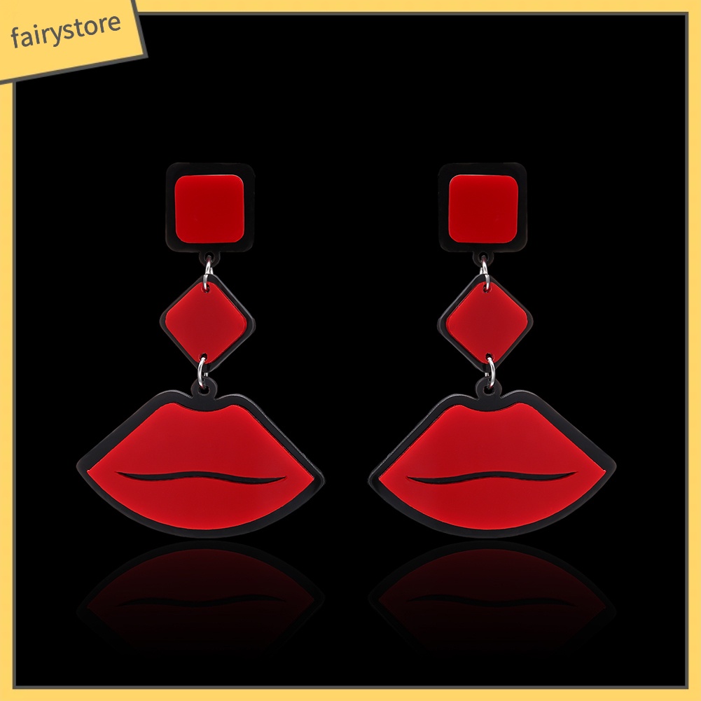 [FRO] Bông Tai Hình Đôi Môi Đỏ Phong Cách Vintage Cho Nữ