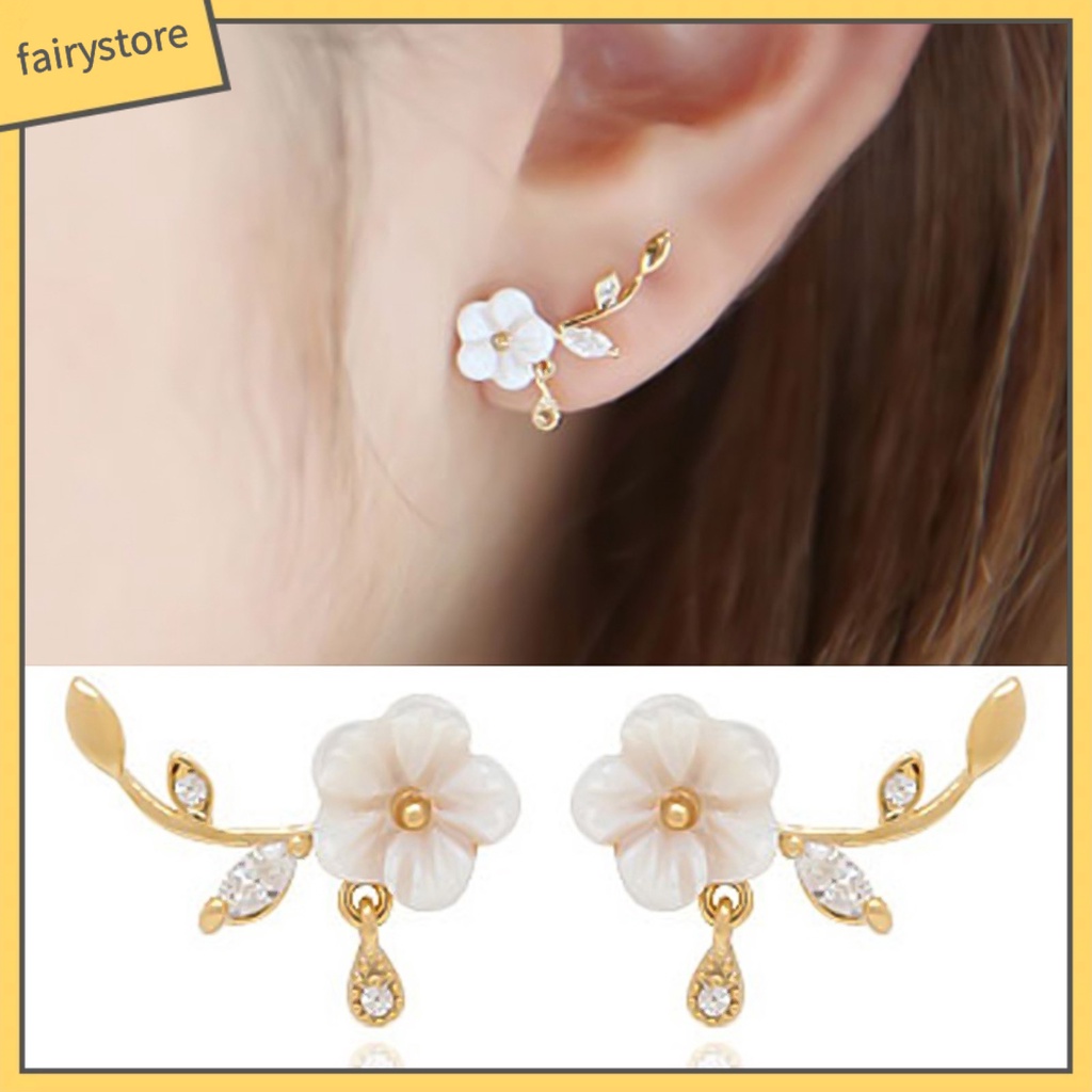 [FRO] Bông Tai Hình Hoa Lá Đính Kim Cương Giả Bằng Hợp Kim Xinh Đẹp Cho Cuộc Sống Hàng Ngày