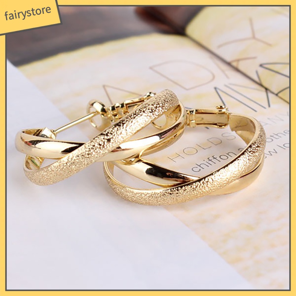 Khuyên Tai Tròn 2 Lớp Mạ Vàng Thời Trang Dành Cho Nữ