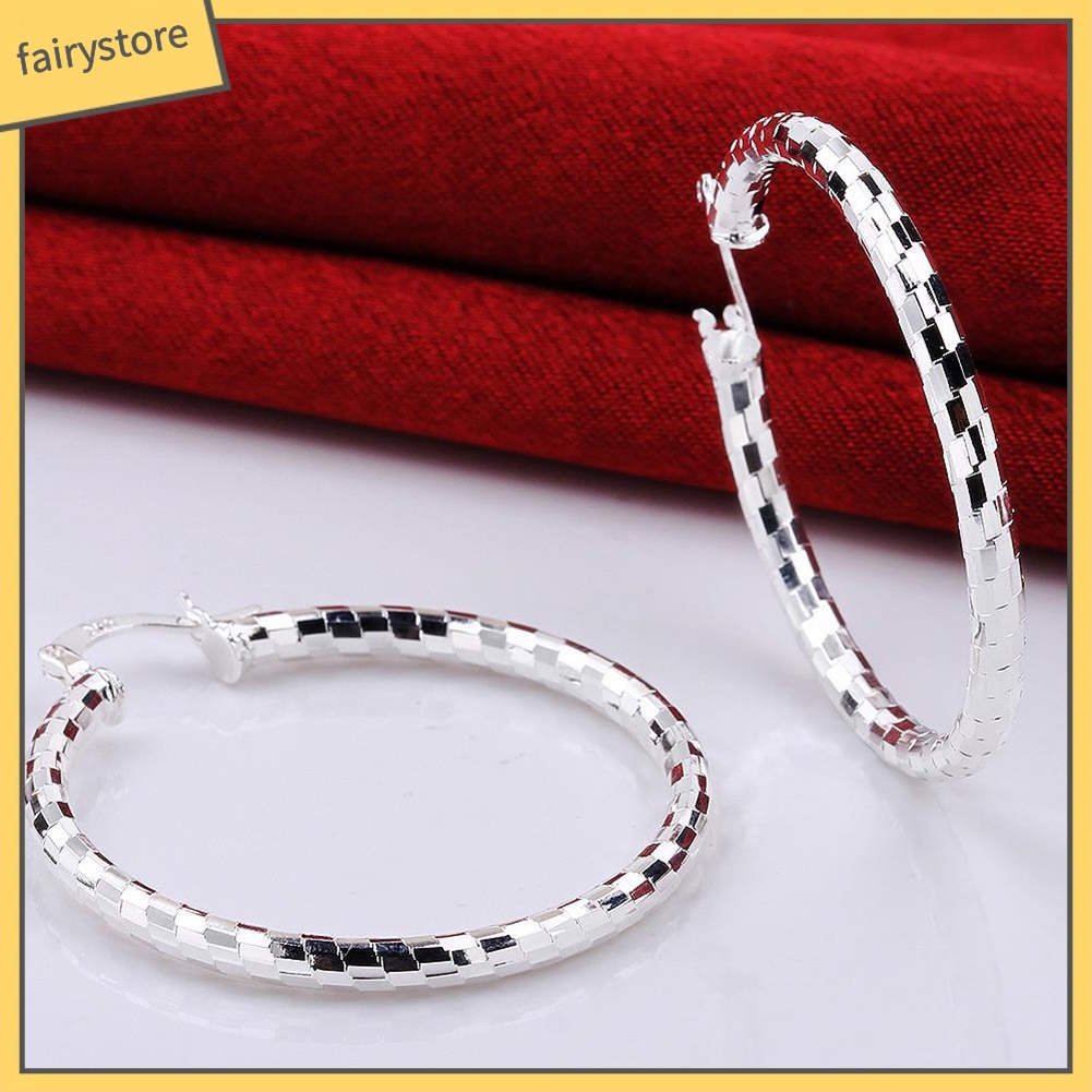 Bông Tai Mạ Bạc Hình Tròn Thời Trang Dành Cho Nữ