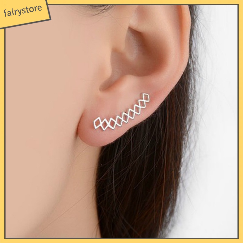 Khuyên Tai Hình Thoi Rỗng Đơn Giản Làm Quà Tặng Valentine Cho Nữ