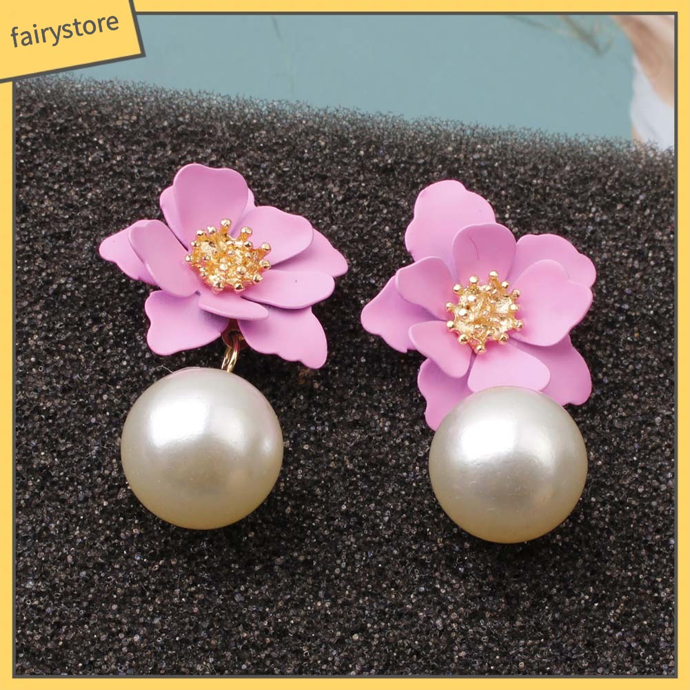 Bông Tai Hình Hoa Đính Ngọc Trai Giả Ngọt Ngào Thời Trang Mùa Hè Cho Nữ