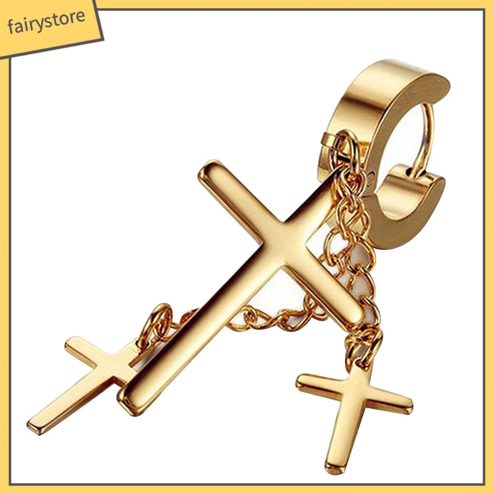 Bông Tai Hình Chữ Thập Nhiều Lớp Phong Cách Punk Cá Tính Cho Nữ