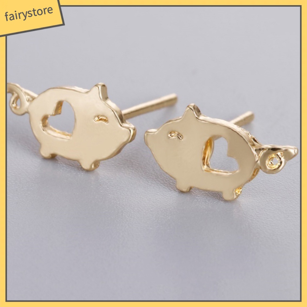 Bông Tai Hình Chú Heo Hoạt Hình Trái Tim Rỗng Thời Trang Cho Nữ