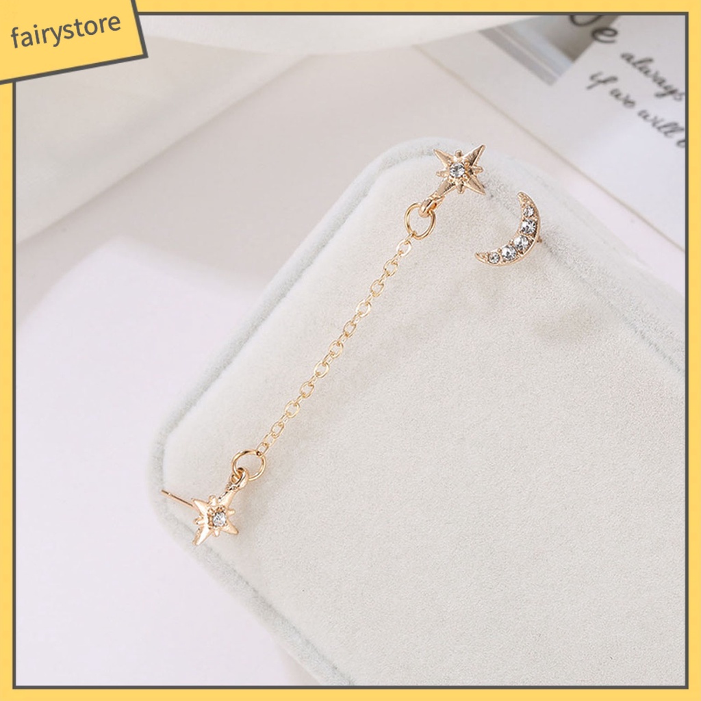 2 Bông Tai Hình Mặt Trăng / Ngôi Sao Bằng Hợp Kim Độc Đáo