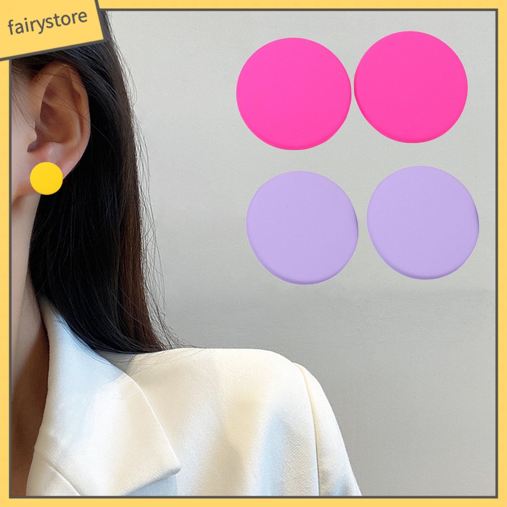 1 Đôi Bông Tai Hình Tròn Lớn Màu Kẹo Ngọt Thời Trang Dành Cho Nữ