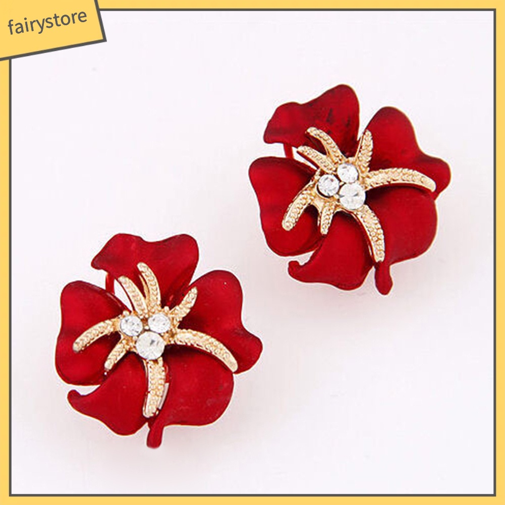 Bông Tai Hình Hoa / Sao Biển Đính Đá Lấp Lánh Thanh Lịch Dành Cho Cô Dâu