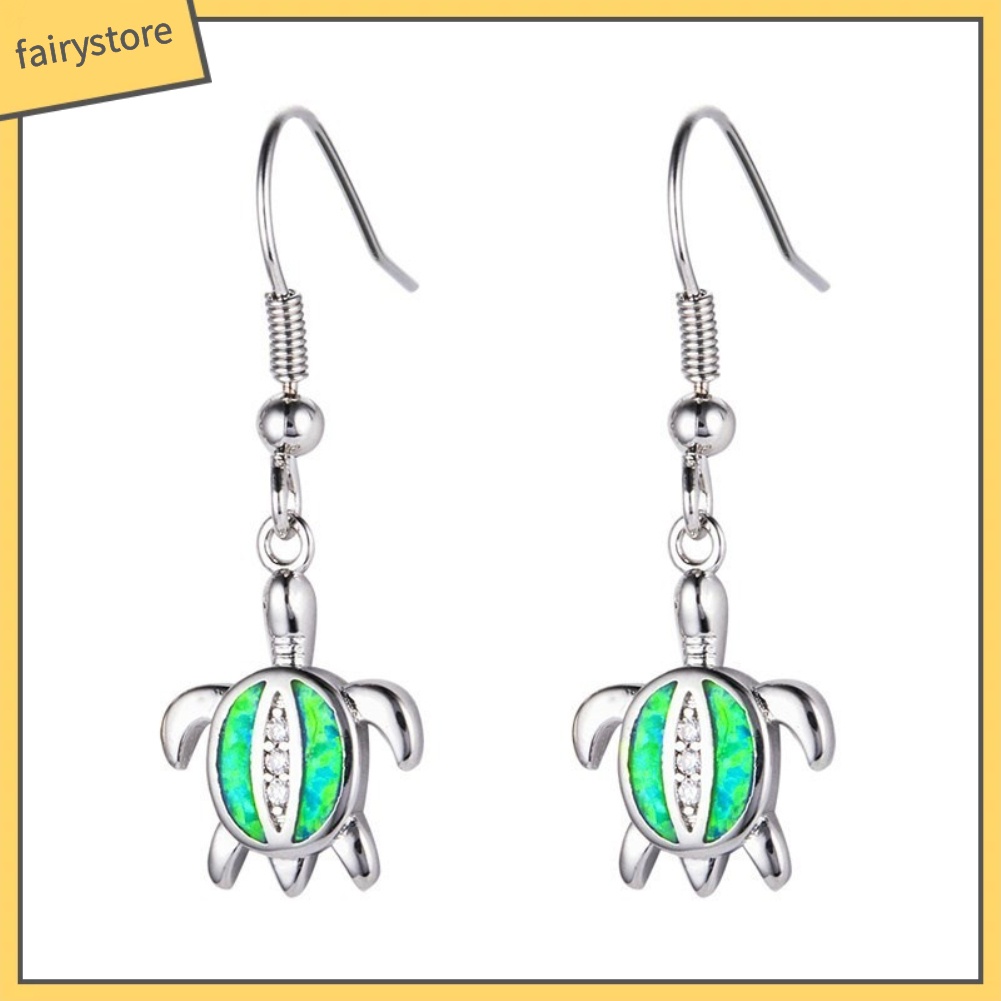 Bông Tai Hình Rùa Đính Đá Opal Dễ Thương Dành Cho Nữ