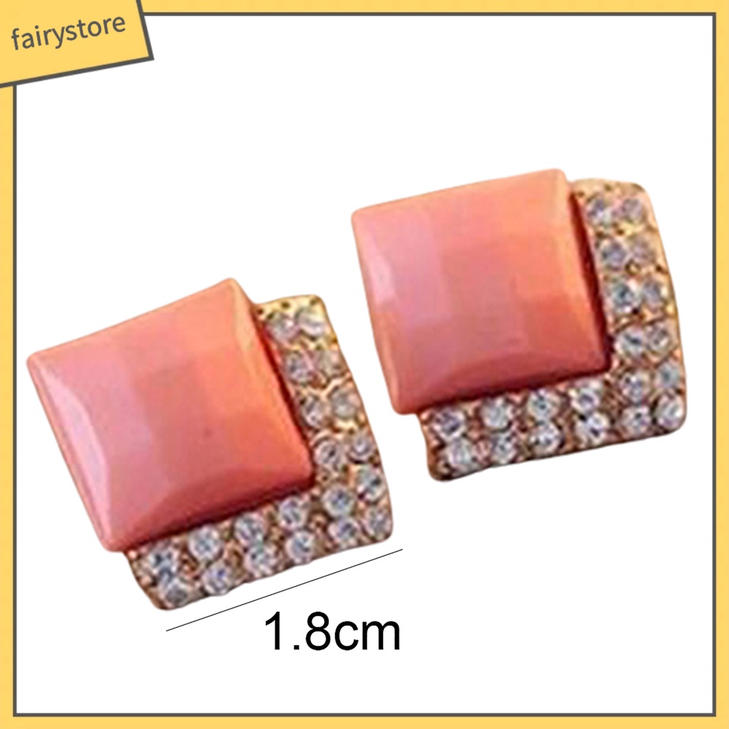 1 Đôi Bông Tai Hình Vuông Lấp Lánh Duyên Dáng Dành Cho Nam Và Nữ