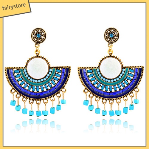 Bông Tai Dáng Dài Hình Hoa Phối Tua Rua Phong Cách Bohemian Thời Trang Cho Nữ