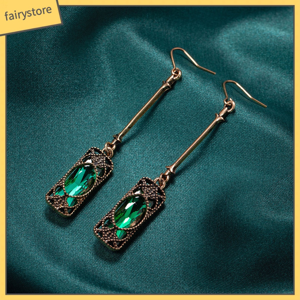 1 Đôi Bông Tai Dài Đính Đá Zircon Lấp Lánh